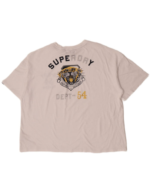 Женская укороченная футболка оверсайз с рисунком Superdry Top UK 16, большой белый хлопок