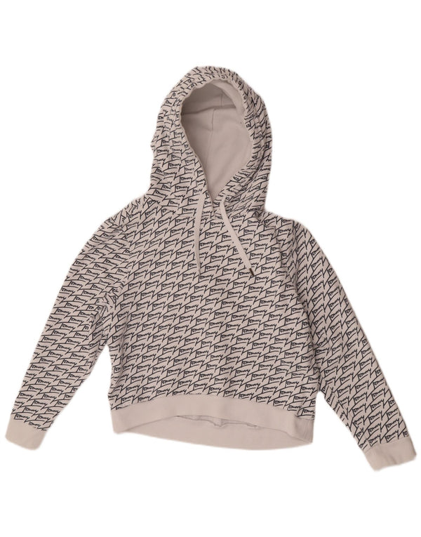 Женский укороченный джемпер с капюшоном с рисунком Tommy Hilfiger UK 14, средний белый хлопок