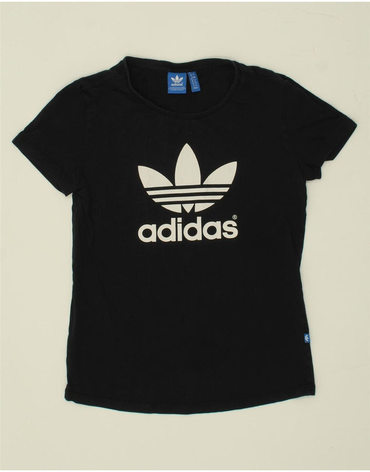 ADIDAS Womens Graphic T-Shirt Top UK 12 Medium Black Vintage Adidas and Second-Hand Adidas from Messina Hembry 