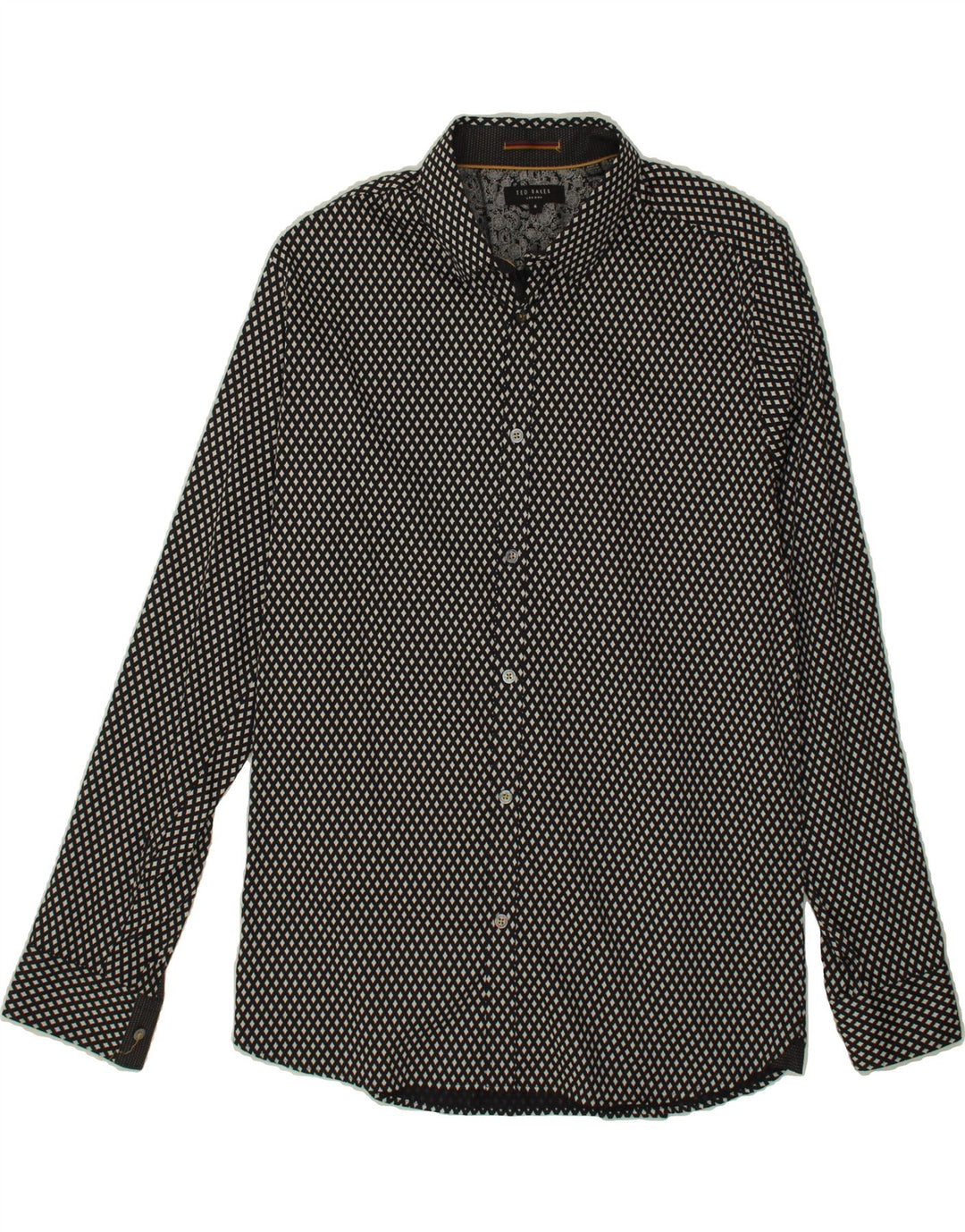 TED BAKER Mens Shirt Size 4 Large Black Argyle/Diamond Vintage Ted Baker and Second-Hand Ted Baker from Messina Hembry 