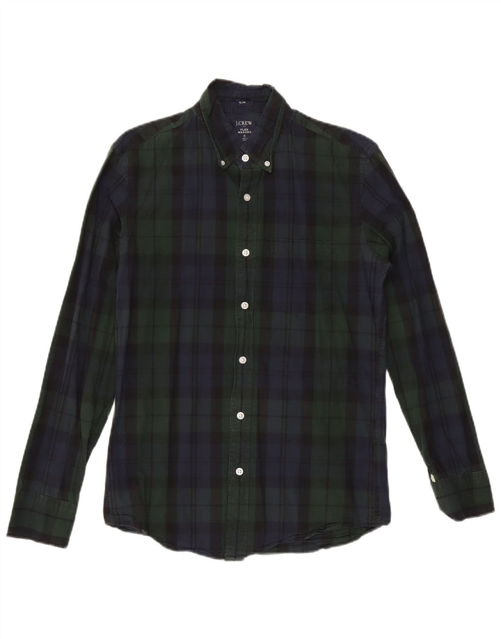 Мужская тонкая рубашка J. Crew, маленькая зеленая клетка, хлопок