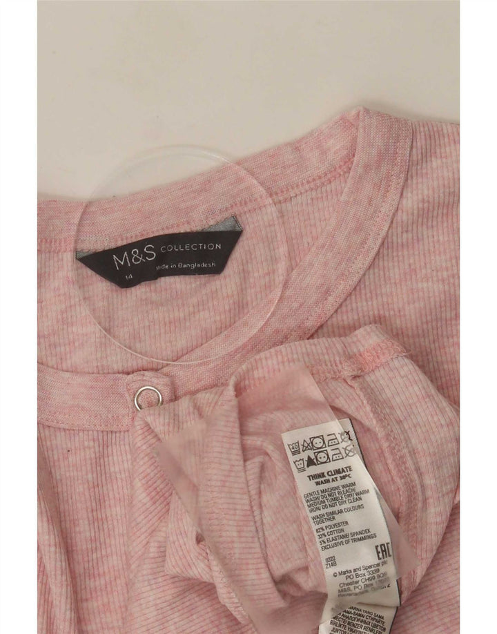 Женский топ с длинным рукавом Marks & Spencer UK 14, полиэстер среднего розового цвета