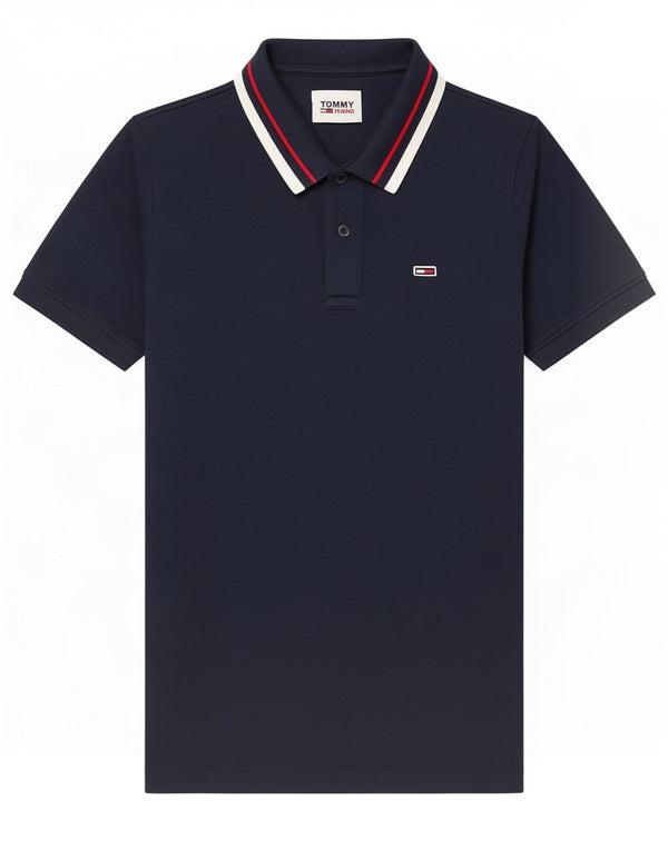 Мужская рубашка-поло Tommy Hilfiger, маленькая, темно-синяя, хлопковая полоска