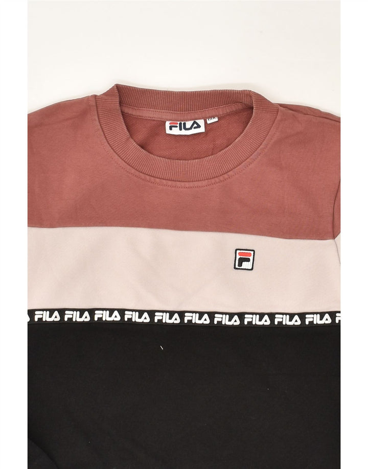 FILA Boys Sweatshirt Jumper 11-12 Years Multicoloured Colourblock Cotton | Vintage Fila | Thrift | Second-Hand Fila | Used Clothing | Messina Hembry 