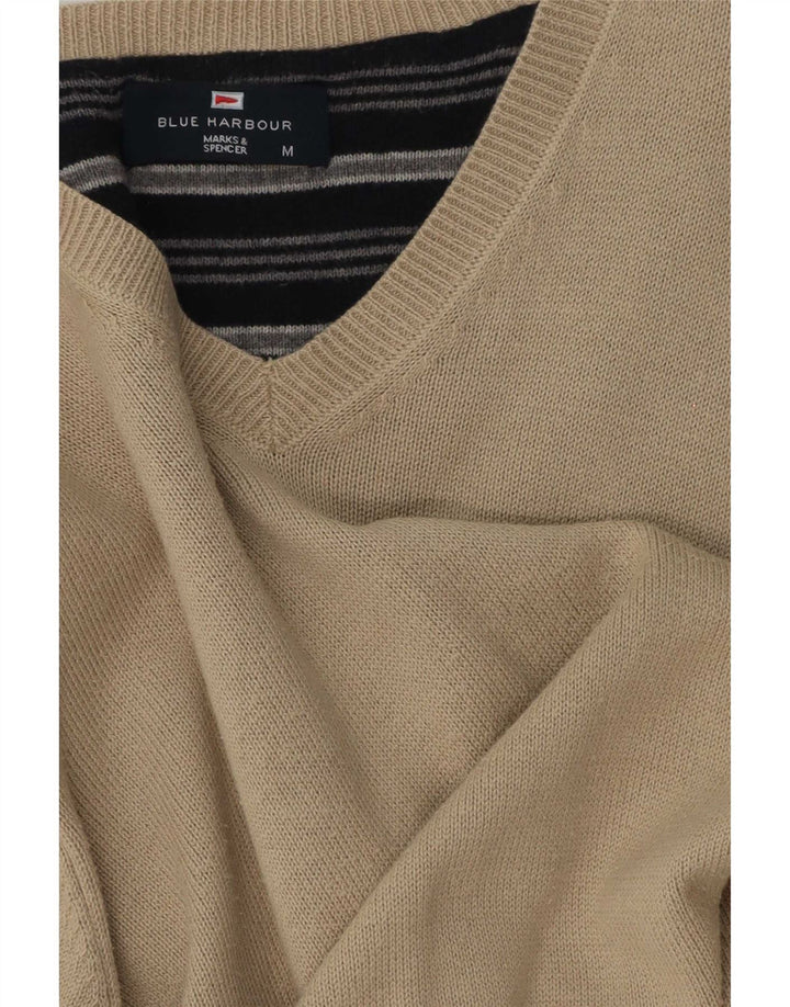Мужской джемпер с v-образным вырезом Marks & Spencer Blue Harbour, средний бежевый