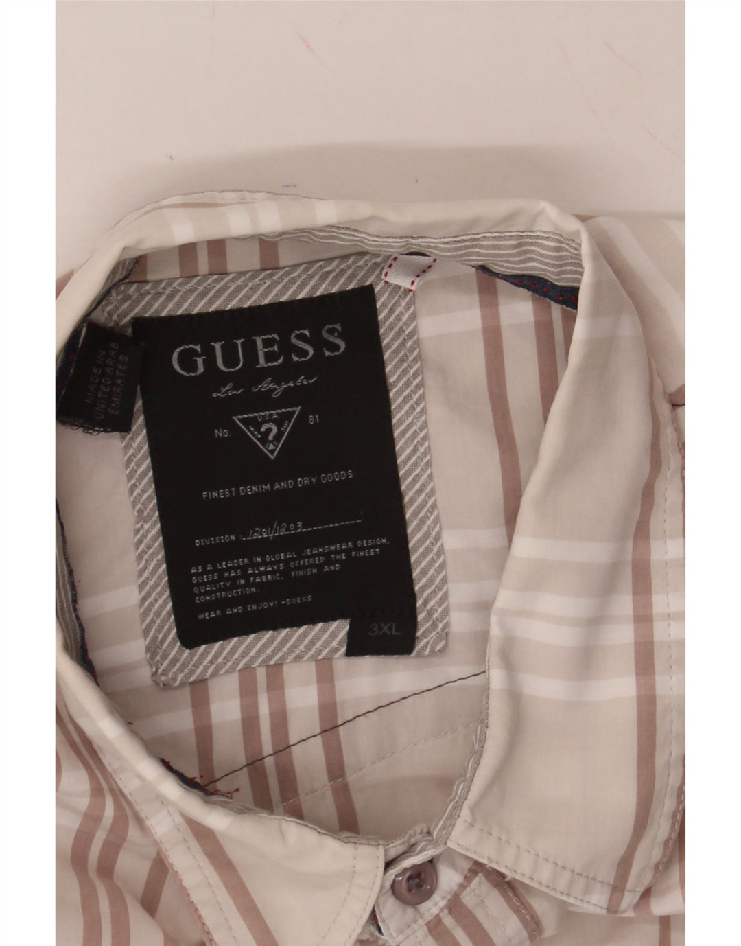 GUESS Mens Short Sleeve Shirt 3XL Beige Check Cotton Vintage Guess and Second-Hand Guess from Messina Hembry 