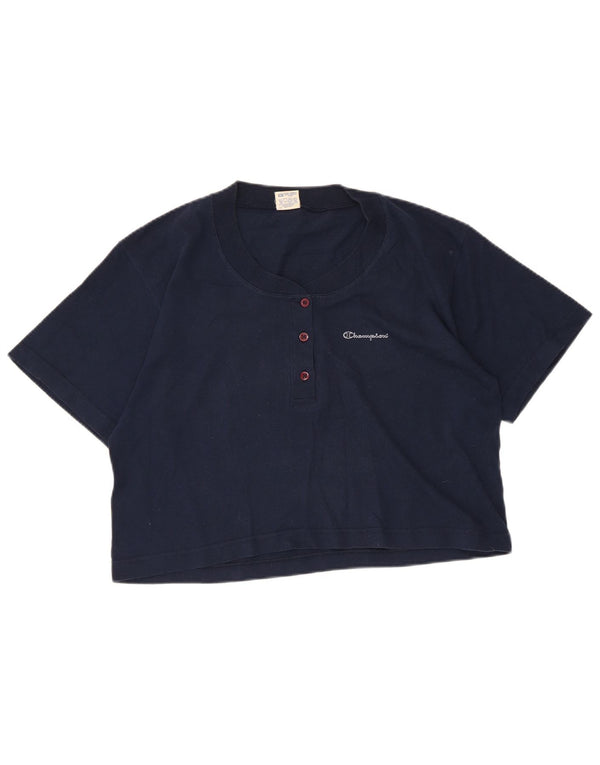 Женская укороченная футболка Champion UK 14, средний цвет, темно-синий, хлопок