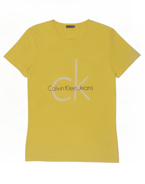 Calvin Klein Jeans Мужская футболка с рисунком Верх среднего желтого цвета из хлопка