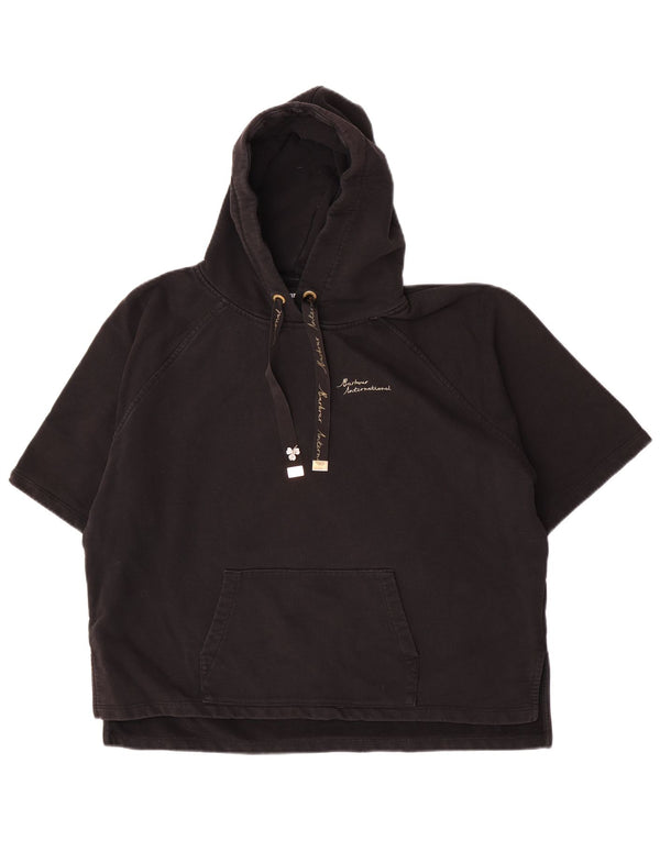 Женский джемпер с капюшоном Barbour большого размера с короткими рукавами UK 14, большой черный