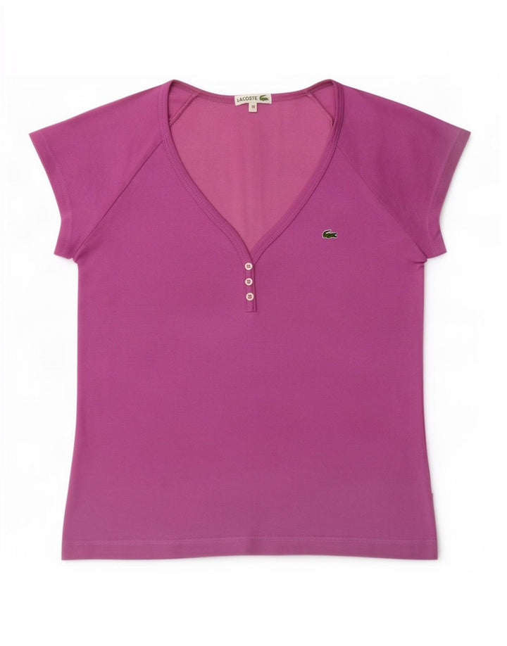 Женская футболка Lacoste, размер 38, средний фиолетовый, хлопок