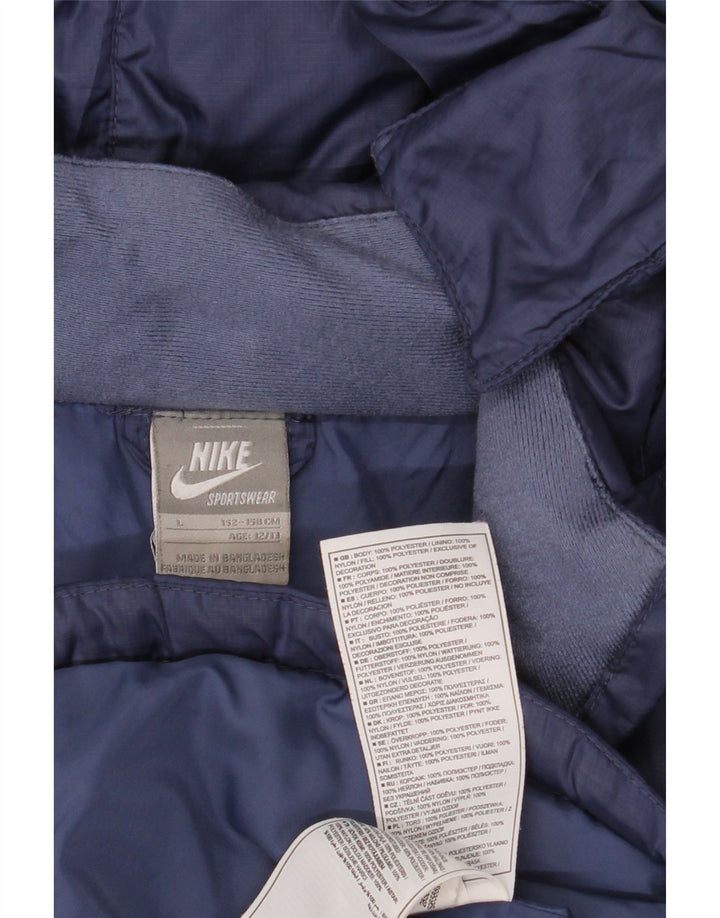 Утепленная куртка с капюшоном и графикой Nike для мальчиков, 12–13 лет, большая, темно-синяя
