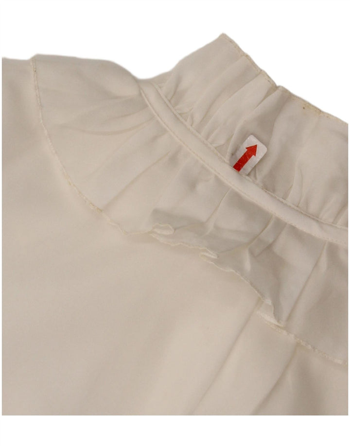 ВИНТАЖНАЯ Женская блузка-рубашка с рюшами спереди, Великобритания 16, большая белая