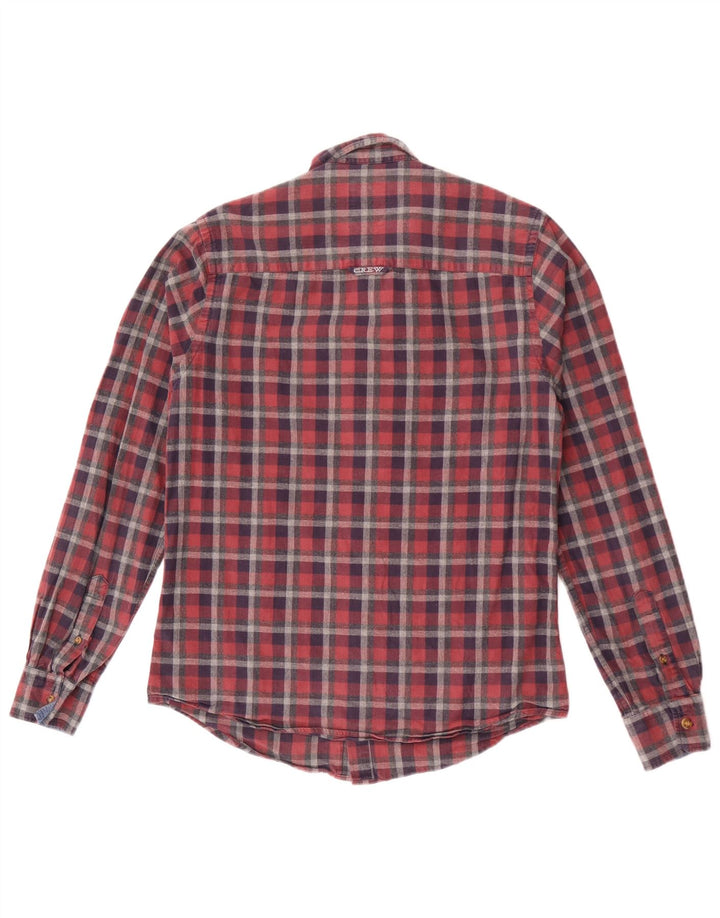 Crew Clothing Мужская фланелевая рубашка маленького размера из хлопка в красную клетку