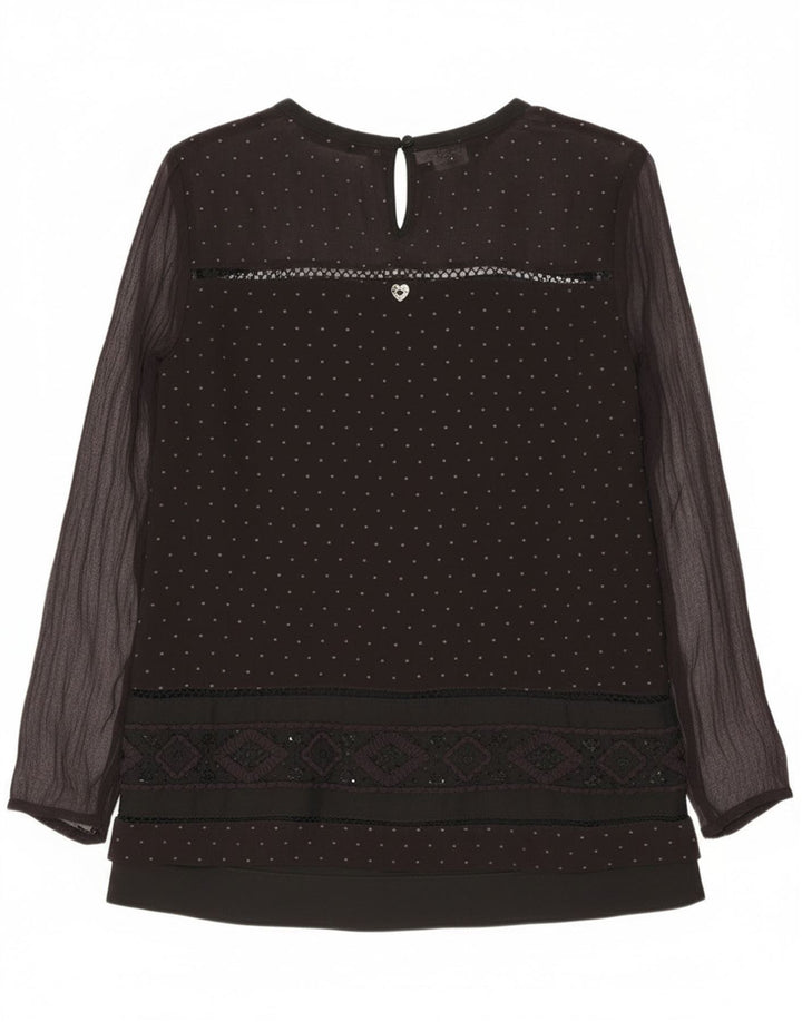 Simona Barbieri Женская блузка-двойка Топ UK 10 Маленький Черный Пятнистый