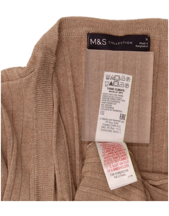 Женский удлиненный открытый кардиган Marks & Spencer UK 10, маленький бежевый