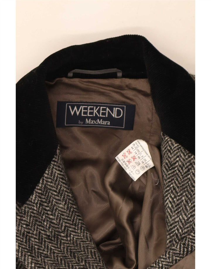 Женский пиджак на трех пуговицах Max Mara Weekend, Великобритания, 16, большой серый, с узором «в елочку»