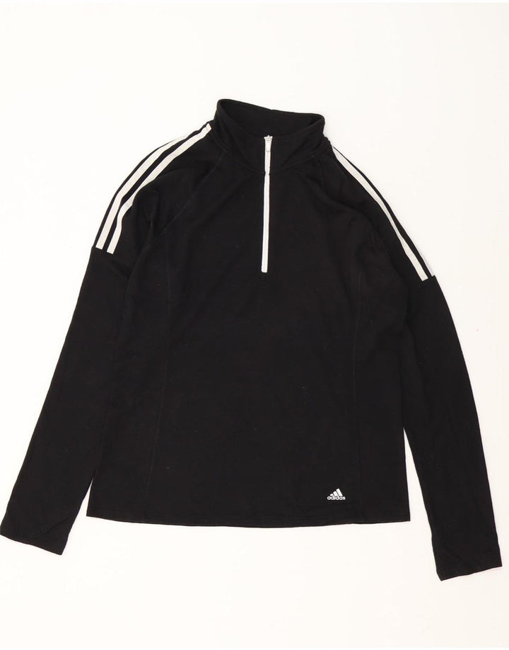 Мужской пуловер Adidas с воротником на молнии, спортивный костюм, средний черный полиэстер