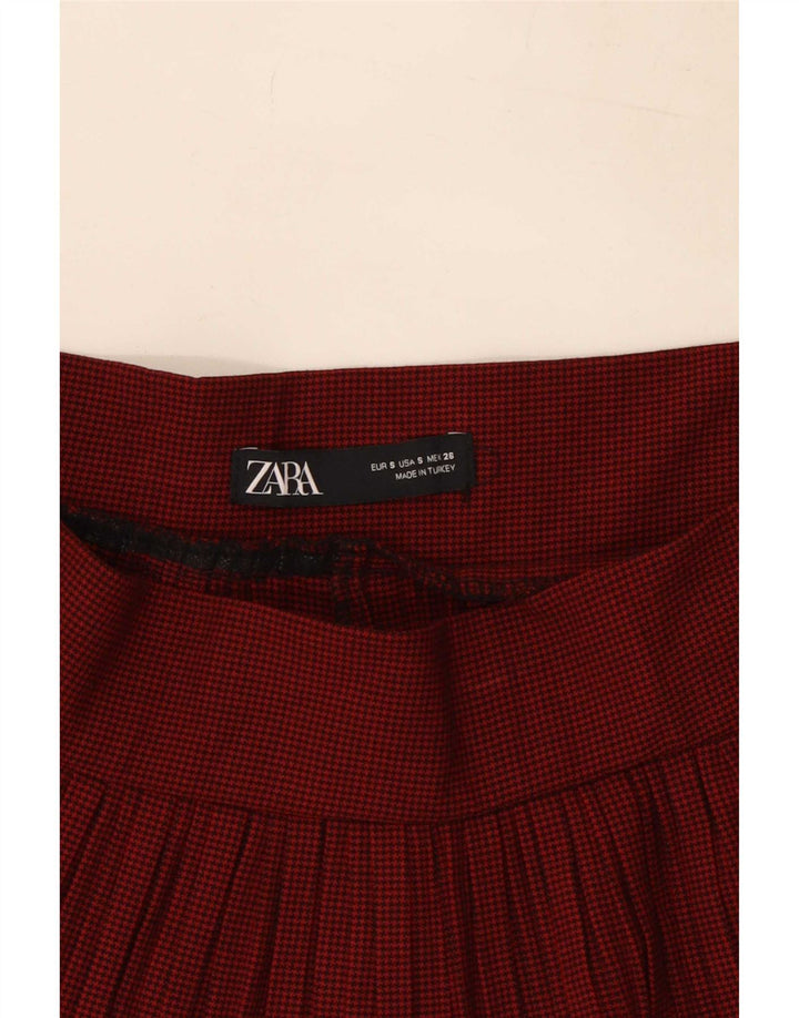 Zara Женские шорты-кюлоты, маленькие W26, красные с узором «гусиные лапки»