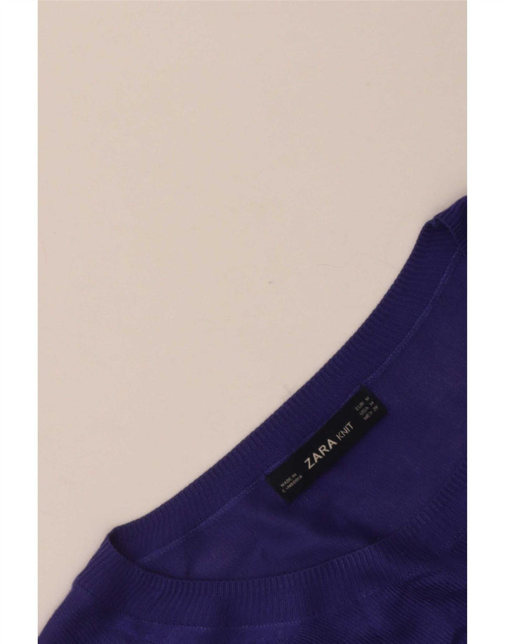 Женский укороченный джемпер с круглым вырезом Zara UK 14, средний фиолетовый