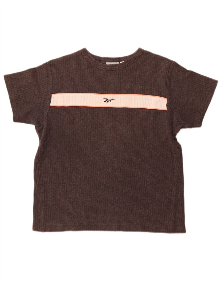 Женская футболка REEBOK Top UK 12, средний серый цвет, хлопок с цветными блоками