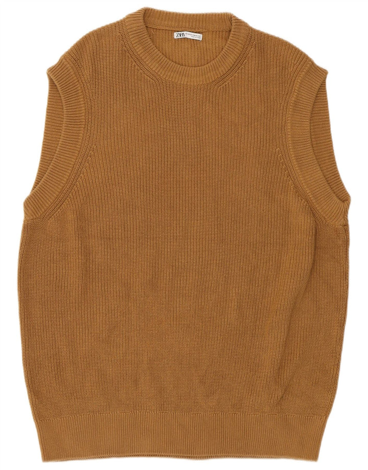 Мужская майка Zara, маленькая коричневая хлопковая майка