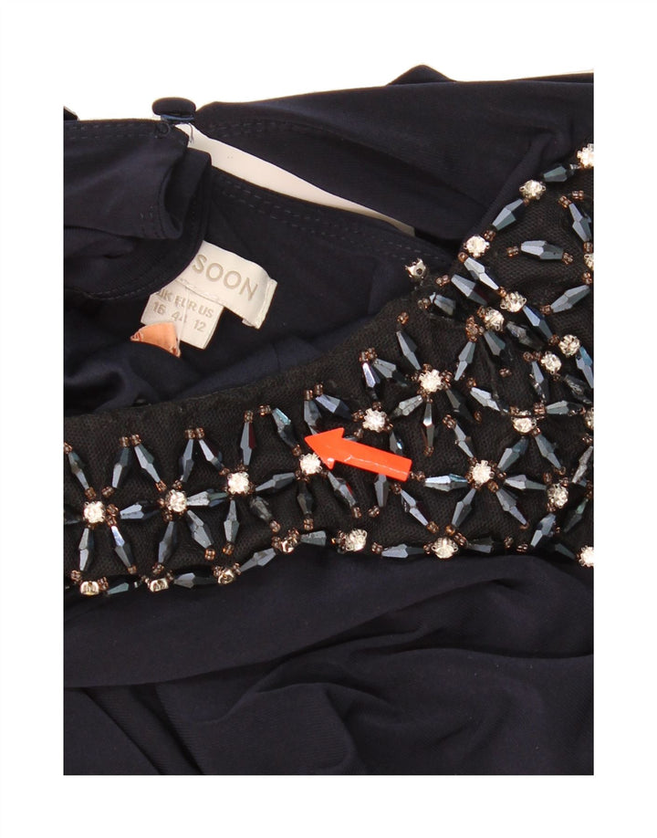 MONSOON Womens Sleeveless Maxi Dress UK 16 Large  Navy Blue Polyester Vintage Monsoon and Second-Hand Monsoon from Messina Hembry 