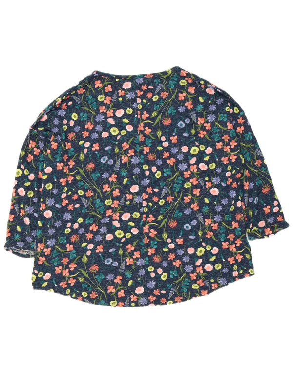 Женский топ Marks & Spencer с рукавом 3/4, UK 22, 3XL, темно-синий, полиэстер с цветочным принтом