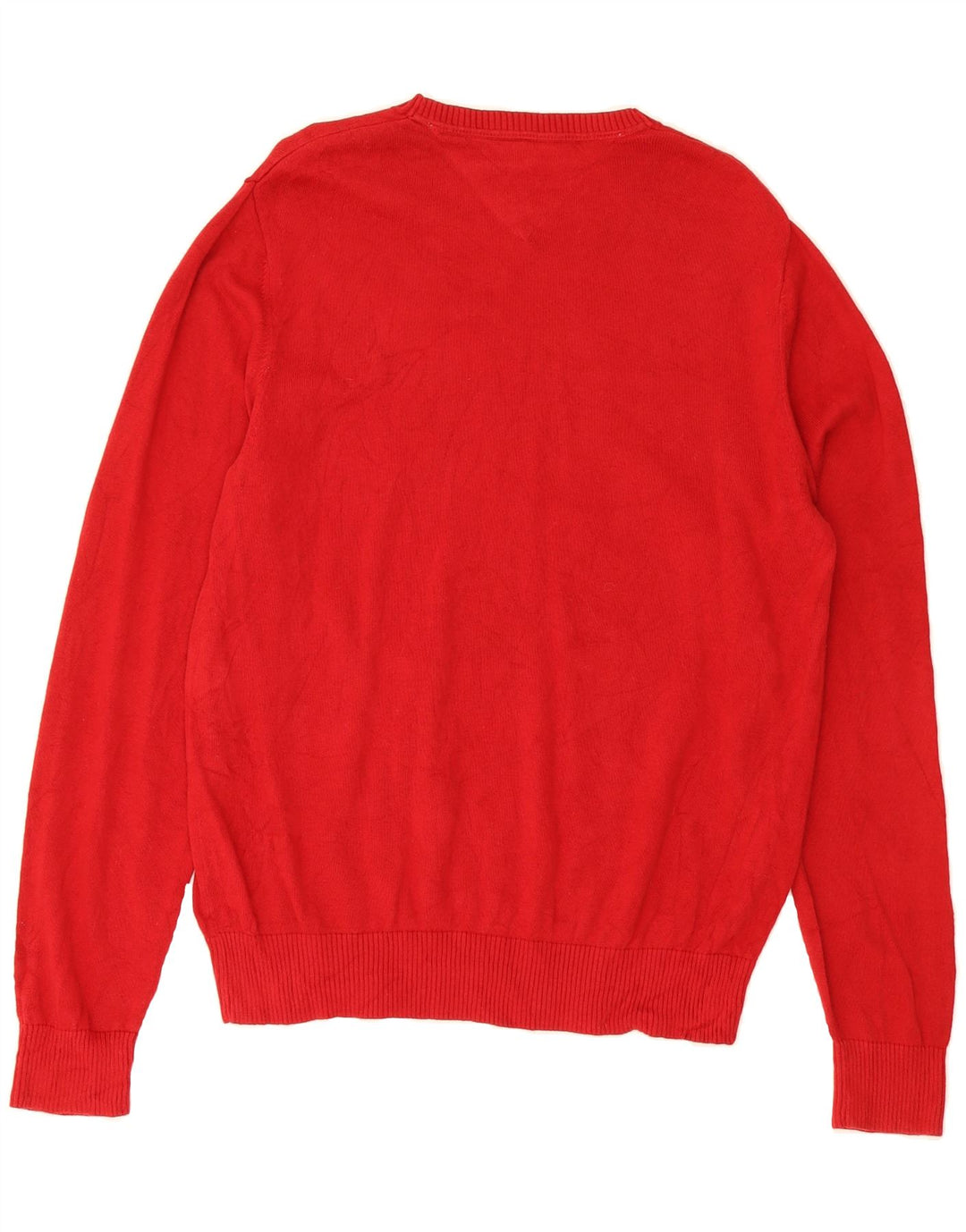 TOMMY HILFIGER Mens V-Neck Jumper Sweater Medium Red Cotton Vintage Tommy Hilfiger and Second-Hand Tommy Hilfiger from Messina Hembry 