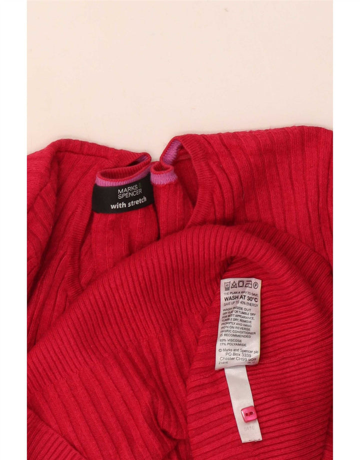 Женский топ с длинным рукавом Marks & Spencer UK 14, средний красный, вискоза
