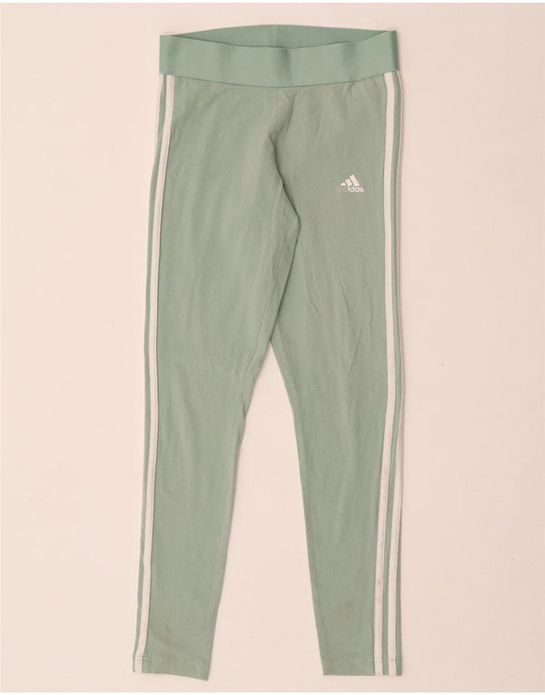 Adidas Womens Leggings UK 8/10 Small  Green Cotton