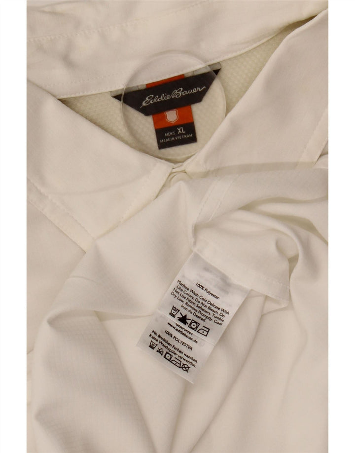 EDDIE BAUER Мужская рубашка с коротким рукавом XL, белый полиэстер