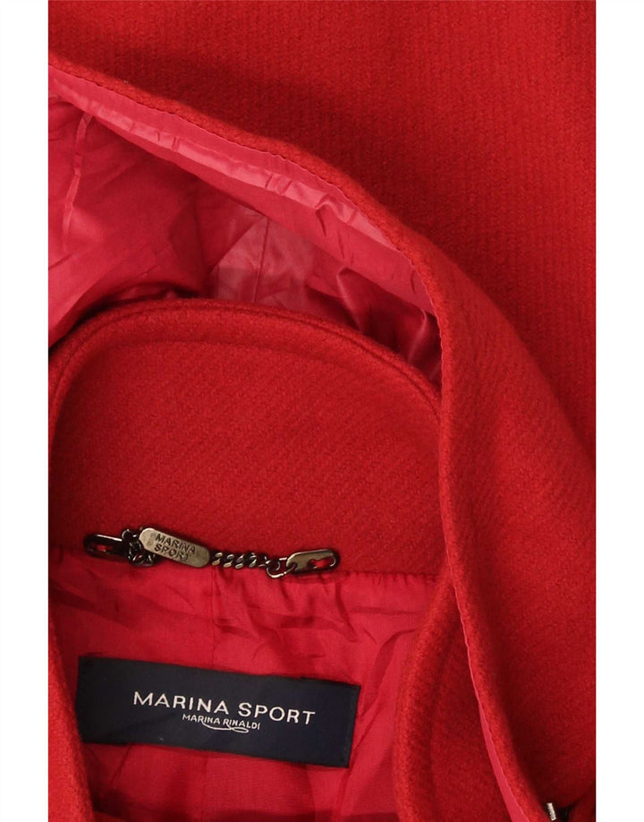 Женское оверсайзовое пальто с капюшоном Marina Sport, размер 25, большое красное из натуральной шерсти