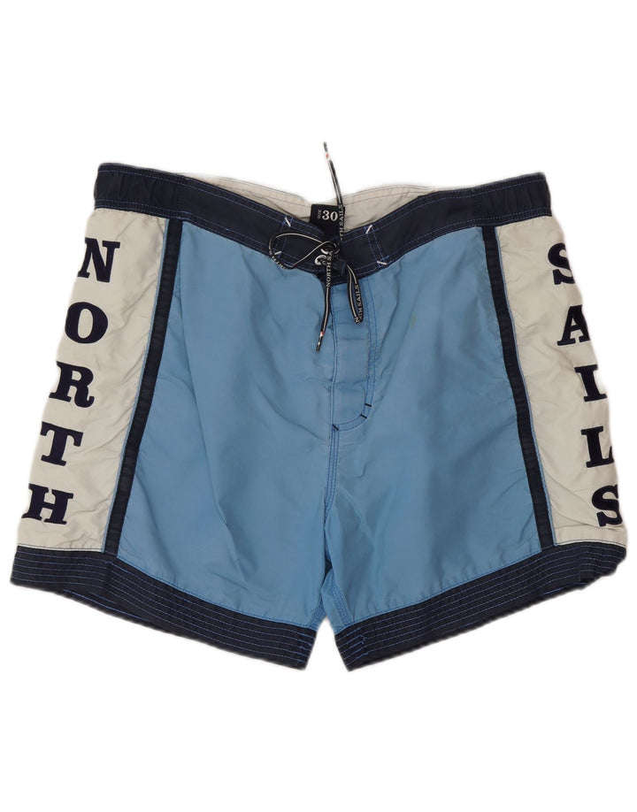 Мужские шорты для плавания North Sails с графическим рисунком, средний синий, полиэстер с цветными блоками