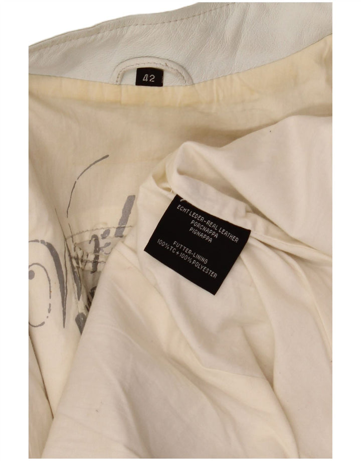 Винтажная женская кожаная куртка EU 42, большая белая кожа