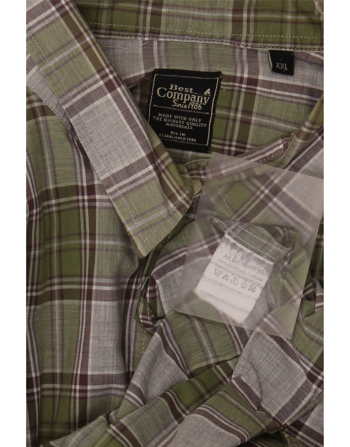 Best Company Mens Shirt 2XL Green Check Cotton
