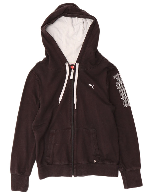 Женский свитер с капюшоном на молнии с графическим рисунком PUMA UK 14, средний черный, хлопок