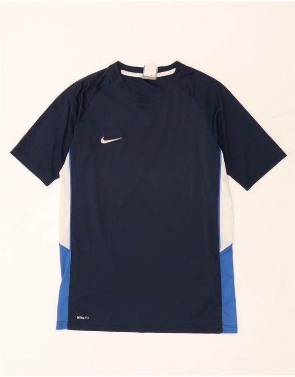 Футболка Nike Dri Fit для мальчиков, топ 13–14 лет, XL, темно-синий с цветными блоками
