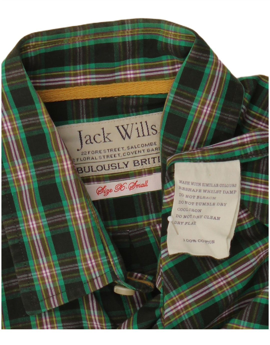 Мужская рубашка Jack Wills XS в зеленую клетку, хлопок