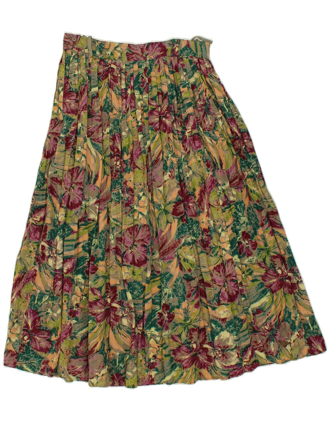 HIRSCH Womens Pleated Skirt EU 40 Medium W28 Multicoloured Floral Viscose Vintage Hirsch and Second-Hand Hirsch from Messina Hembry 