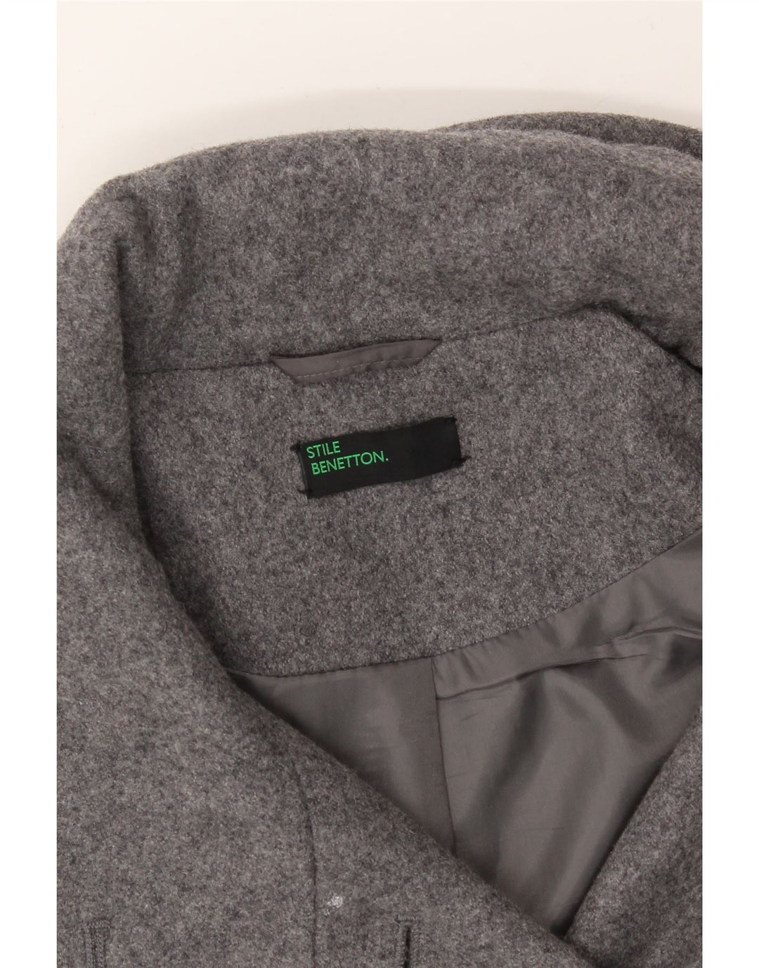 BENETTON Womens Overcoat UK 16 Large Grey Vintage Benetton and Second-Hand Benetton from Messina Hembry 