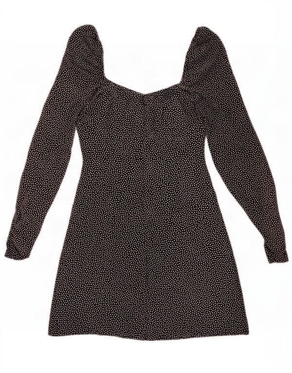 Женское мини-платье с открытыми плечами Zara UK 6 XS, черное в крапинку
