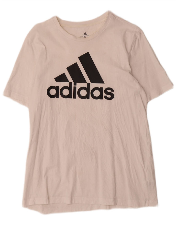 Adidas Мужская футболка с рисунком Топ среднего размера, белый хлопок