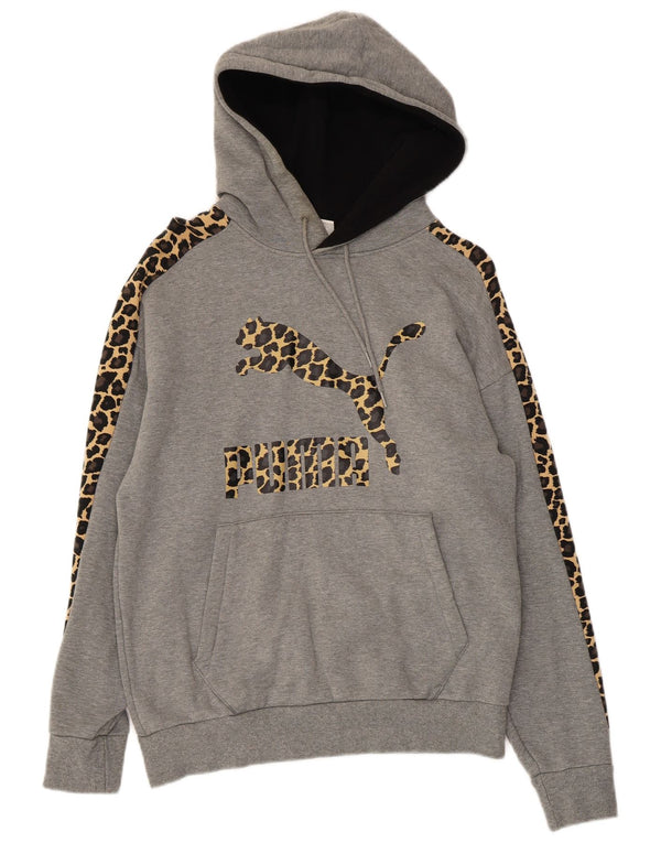 Женский джемпер с капюшоном PUMA Oversized с графическим рисунком UK 6 XS Серый с животным принтом