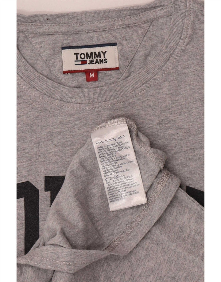 Мужская футболка с рисунком Tommy Hilfiger, хлопковый топ среднего серого цвета с крапинками