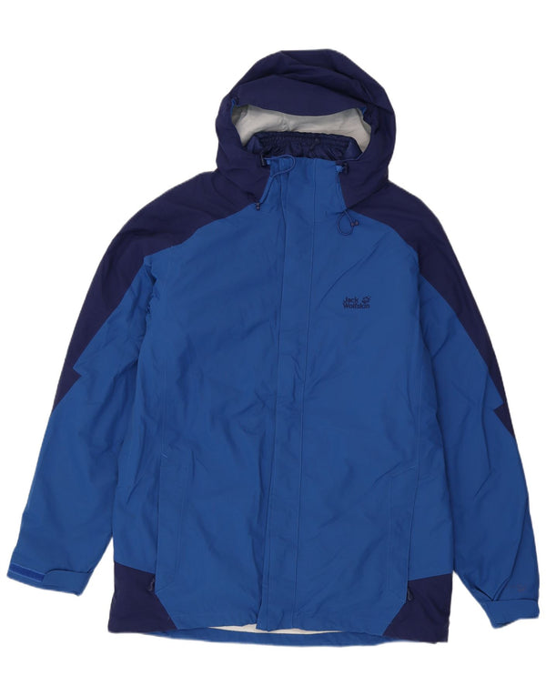 Jack Wolfskin Womens Hooded Padded Jacket UK 48 3XL Blue Colourblock