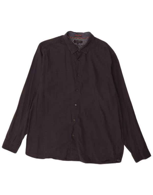 Мужская рубашка с абстрактным узором Ted Baker, размер 6 XL, темно-синяя, хлопковая в крапинку