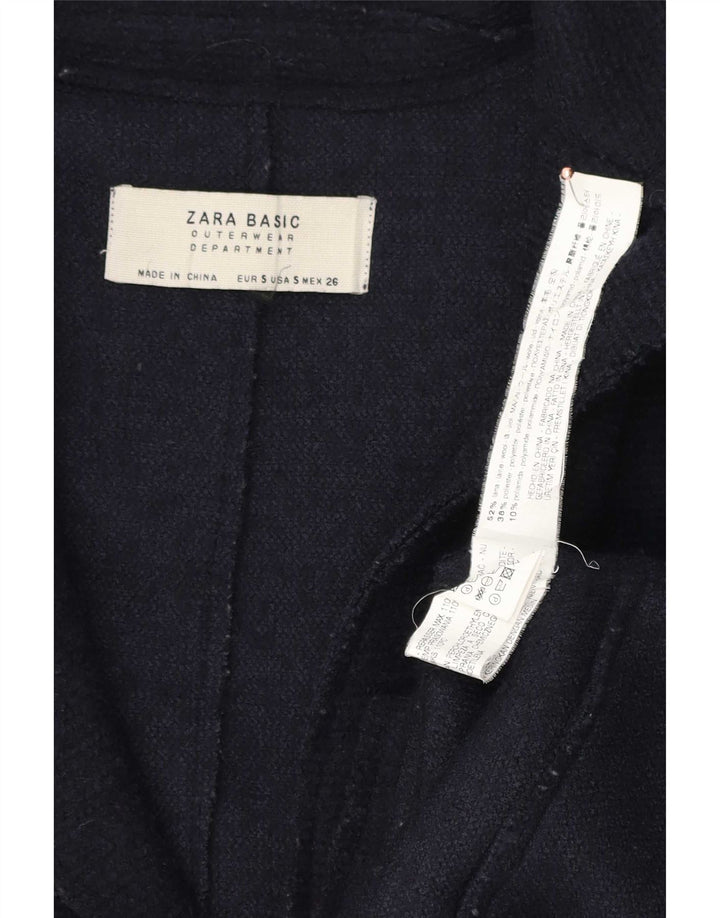 Женское пальто оверсайз Zara UK 10, маленькое темно-синее шерстяное