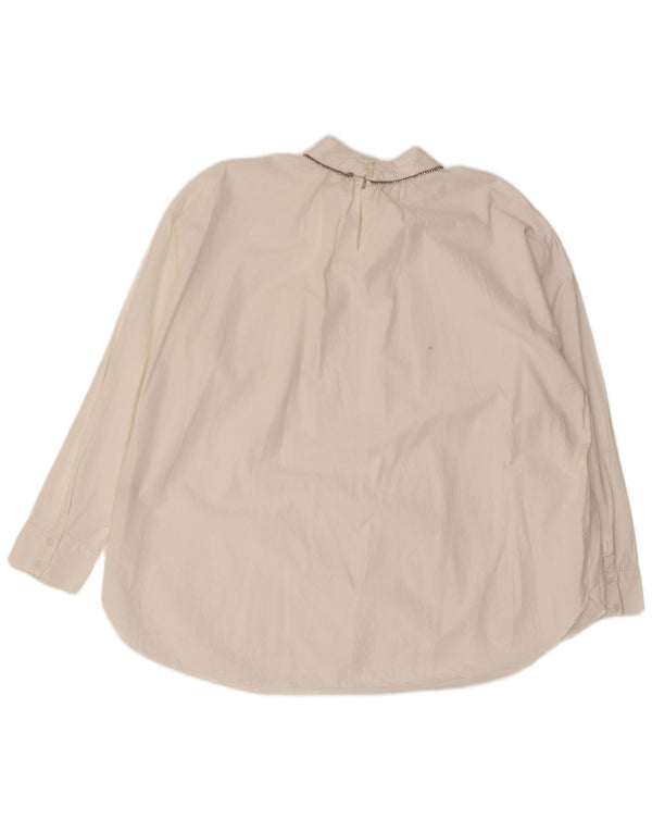 Женская блузка оверсайз с длинным рукавом ZARA UK 6 XS, белый хлопок