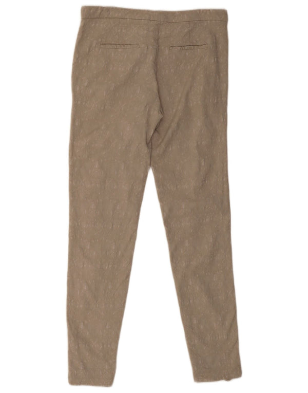 Женские узкие брюки чинос Zara Medium W30 L28 Бежевые с цветочным принтом