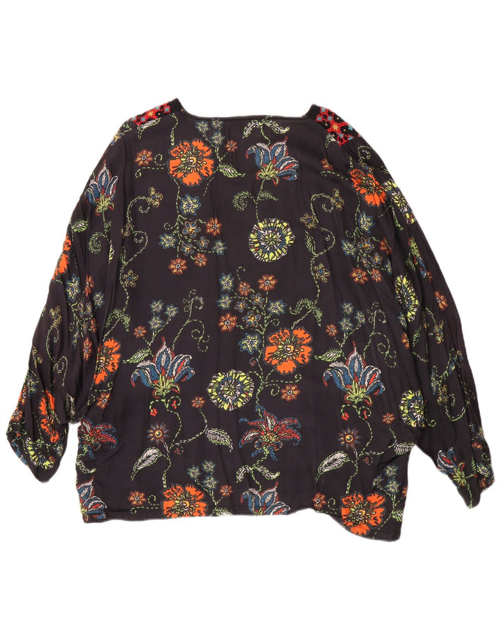 Женская туника Desigual UK 12, средний черный с цветочным принтом